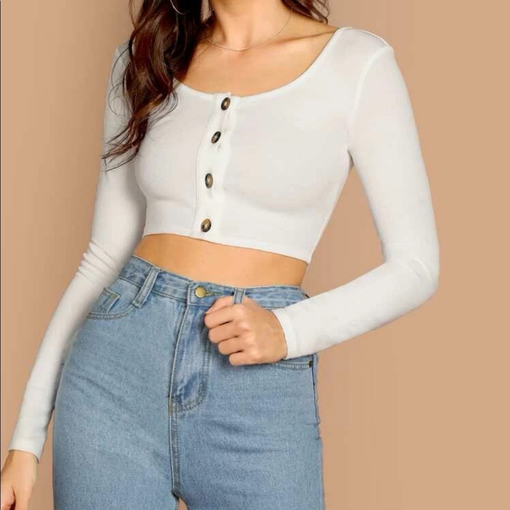 White Crop Long Sleeve